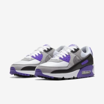 Nike Air Max 90 - Női Utcai Cipő - Fehér/Lila/Fekete/Szürke